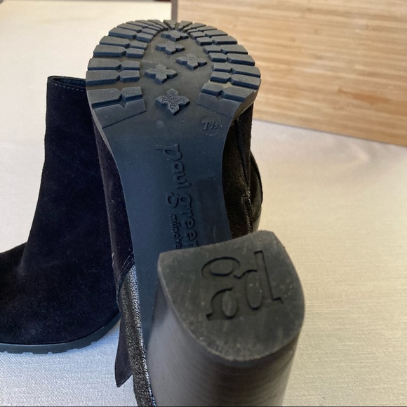 Paul Green Black Silver Suede Ankle Boots UK7.5 EU41 US 10 Heel Booties Austria - Picture 8 of 16